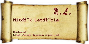 Miták Letícia névjegykártya